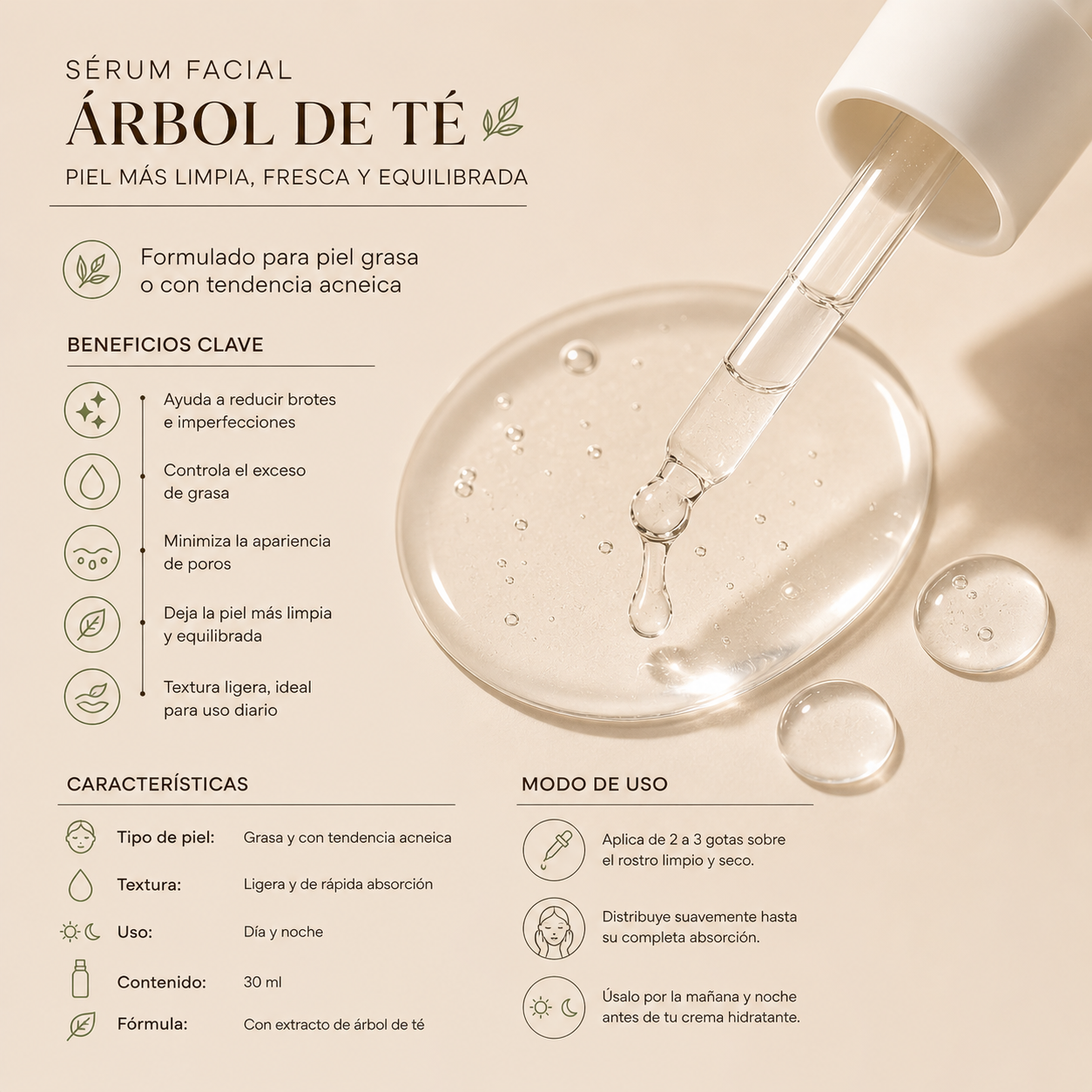 Tea Tree Control Serum Purifica y reduce brotes
