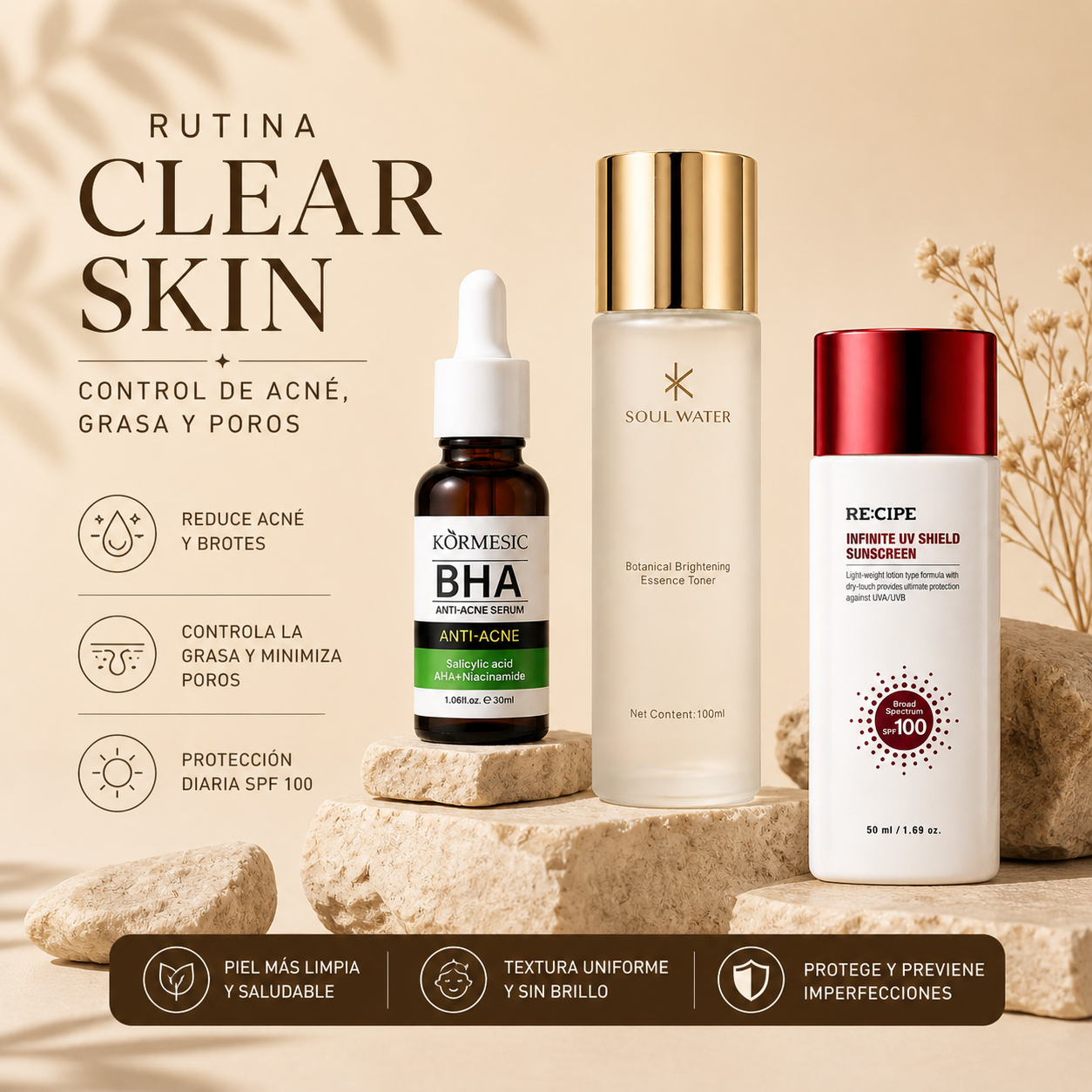 Rutina Clear Skin Control de acné, grasa y poros